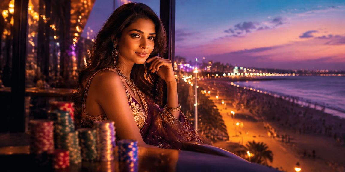 Night view of Marina Beach Chennai with sports betting highlights from IPL and football events