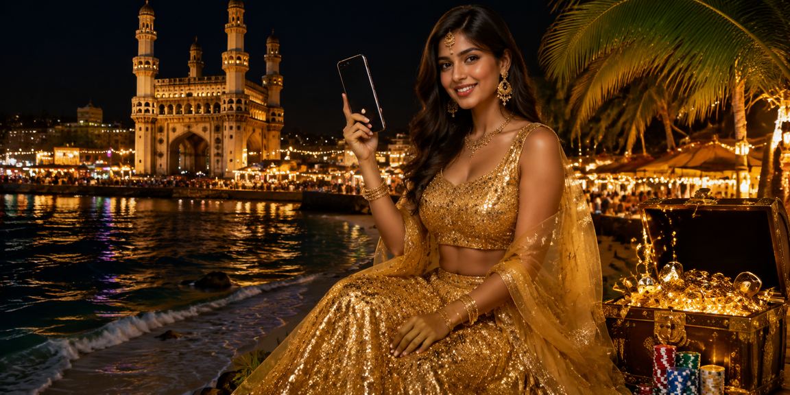 Hyderabad Charminar area player using casino app and celebrating