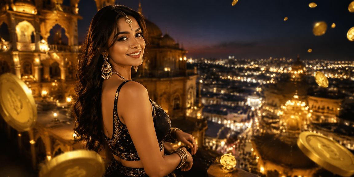 Evening VIP lounge and casino-style entertainment in an Indian setting with friendly players