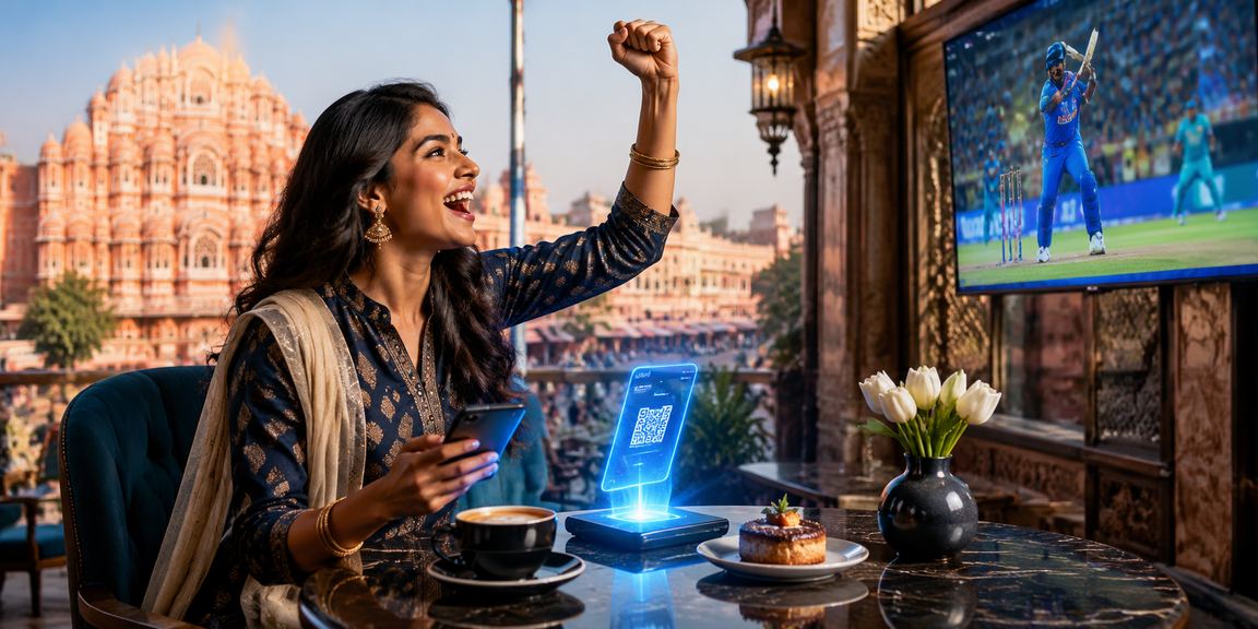 Live Casino enthusiast in Jaipur engaging on mobile with real-time dealer and IPL themes